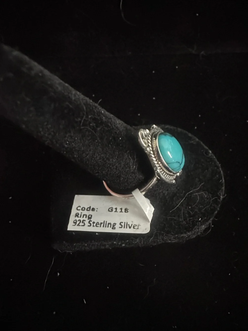 925 Sterling Silver Mexican Turquoise size 9 Ring - Picture 2 of 4